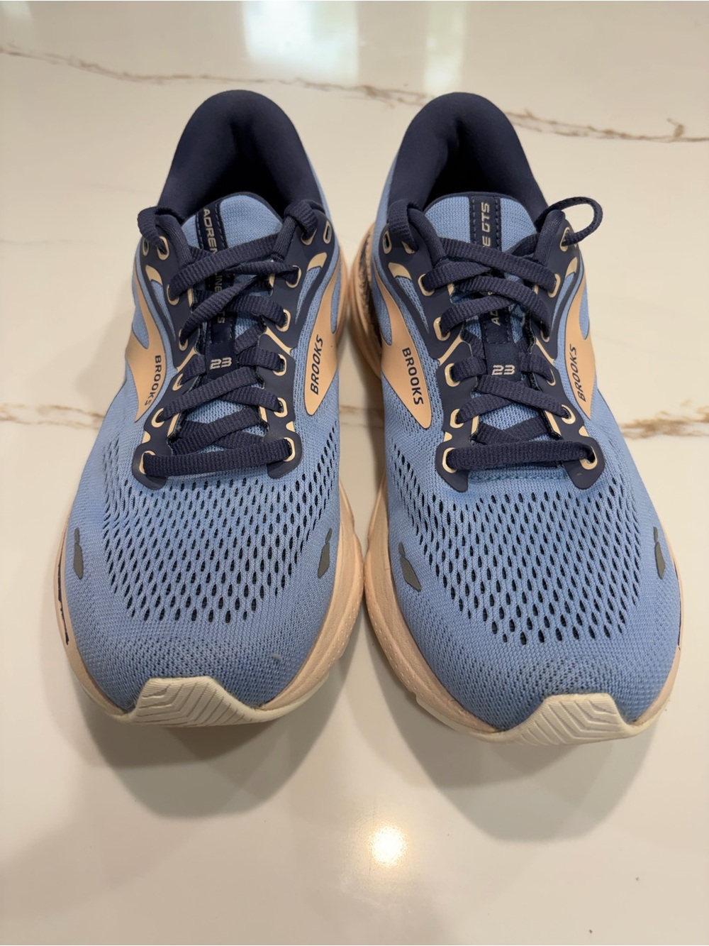 Brooks Women’s Adrenaline GTS 23 in Vista Blue/Tan/Navy Running Sneakers, 10.5